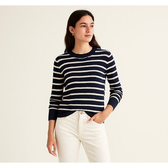 J. Crew Sweaters - J.Crew Navy & Cream Striped Linen-Cotton Sweater XS Preppy Coastal Nauticalcore